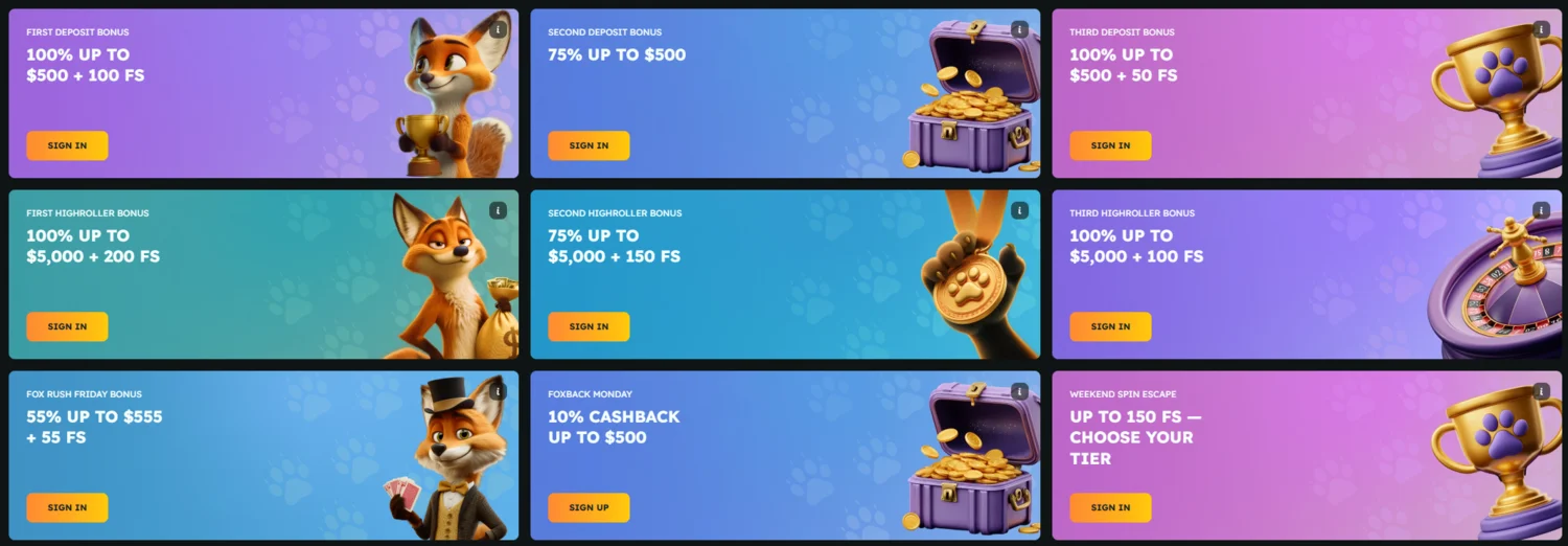 FoxSlots Casino Bonuses and Promotions